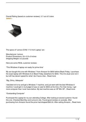 Lenovo G780 17.3-Inch Laptop Review