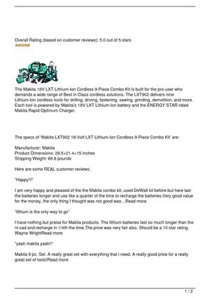 Makita LXT902 9-Piece Combo Review