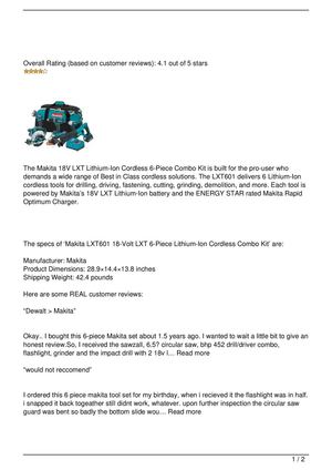 Makita LXT601 6-Piece Combo Kit Review