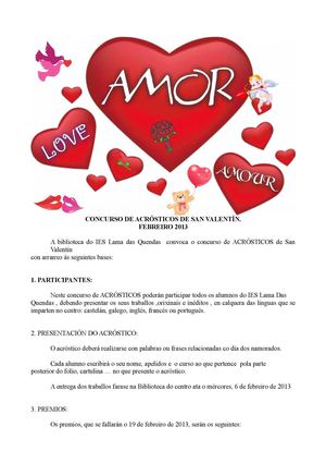 Concurso de acrósticos de San Valentín