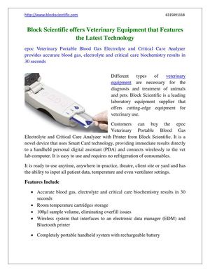Block Scientific offers Veterinary Equipment that Features the Latest Technology