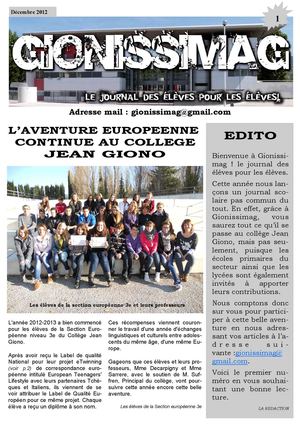 Gionissimag 01 - Décembre 2012