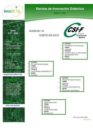 20120101_MAD.RID.N16: Concepción Llamas Arroyo, Mª José Román Barroso, Raquel Mª López Amiama, Juana Calvo León. Coordinador: Francisco J. García Tartera