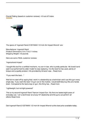 Ingersoll-Rand 2135TiMAX 1/2-Inch Air Impact Wrench Review