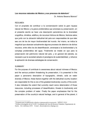 Los recursos naturales de México y sus procesos de deterioro