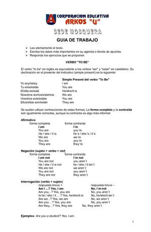 Verb To Be Exercises 2