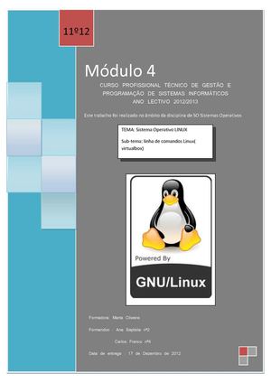 primeiro trabalho sobre linux