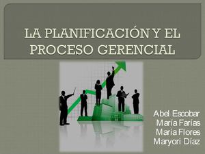 Materia: Planificacion y Gestion Ambiental. Tema: La planificacion y el proceso gerencial