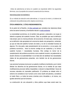 Materia: COntabilidad y costos ambientales. Tema: Racionalidad economica y etica ambiental