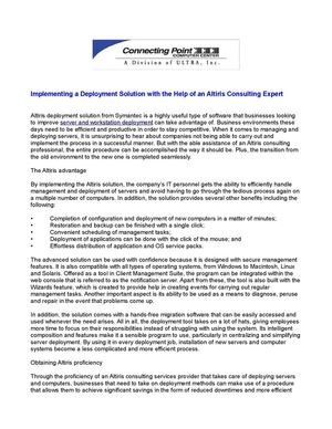 Implementing a Deployment Solution with the Help of an Altiris Consulting Expert