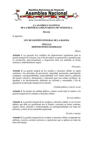 Ley de gestión integral de la basura