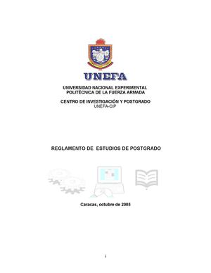Reglamento de estudios de postgrado UNEFA