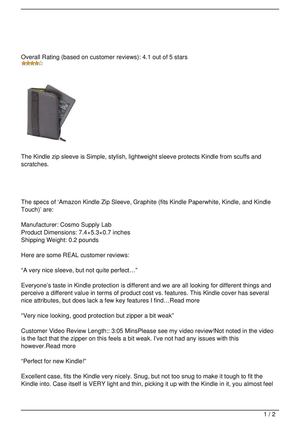 Amazon Kindle Zip Sleeve (fits Kindle Paperwhite, Kindle, and Kindle Touch)