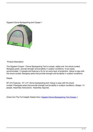 Gigatent Dome Backpacking Tent Cooper 1