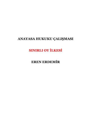 Eren ERDEMİR - Sınırlı Oy İlkesi