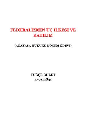 Tuğçe BULUT - Federalizmin üç ilkesi ve katılım