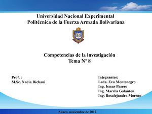 Materia: Formación de competencias para la investigación. Tema: Competencias investigativas