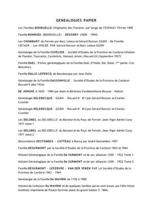 Généalogies imprimées