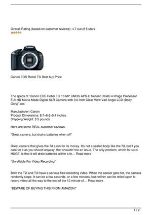 Canon EOS Rebel T3i  Best buy Price