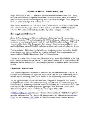 Necessary for NRI Pan Card And How To Apply