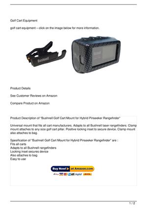 Bushnell Golf Cart Mount for Hybrid Pinseeker Rangefinder