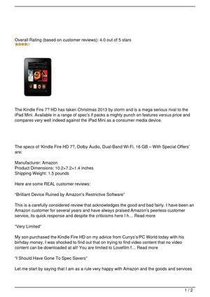 Kindle Fire HD, 7″ Review
