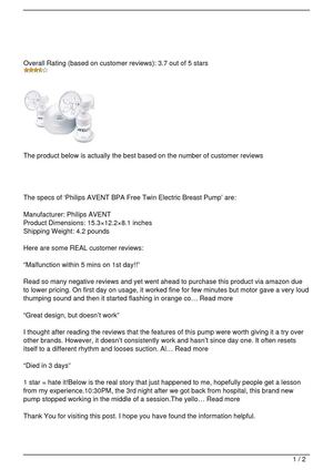 Philips AVENT BPA Free Twin Electric Breast Pump