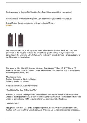 Mini iMito MX1 Android 4.1 – Dual Core A9