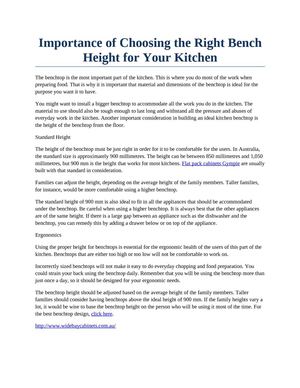 Importance of Choosing the Right Bench Height for Your Kitchen