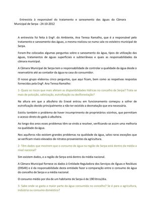 Entrevista com a Responsável da Câmara