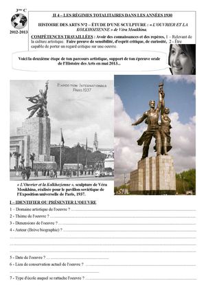 Histoire des arts n°2 - l'ouvrier et la kolkhozienne