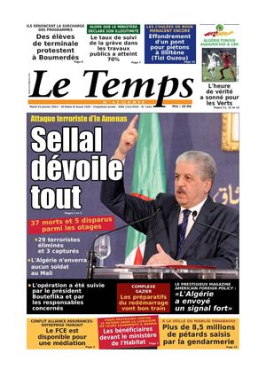 Le Temps d'Algérie Edition du Mardi 22 Janvier 2013