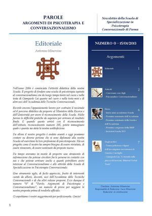 Parole – Argomenti di Psicoterapia e Conversazionalismo. Numero Zero.