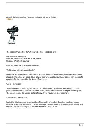 Celestron 127EQ PowerSeeker Telescope Review