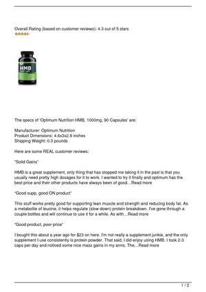 Optimum Mega Potency HMB