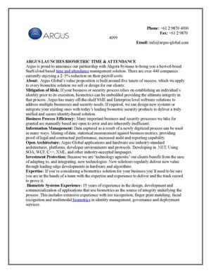 Biometrics, risk management, time & attendance | Argus Global