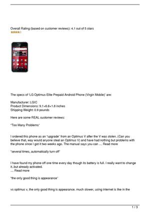 LG Optimus Elite Prepaid Android Phone (Virgin Mobile) Review