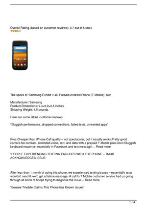 Samsung Exhibit II 4G Prepaid Android Phone (T-Mobile) Review