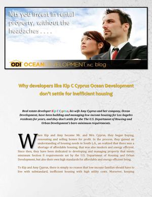 Why developers like Kip C Cyprus Ocean Development don't settle for inefficient housing