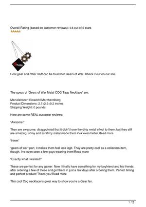 Gears Of War Cog Gear