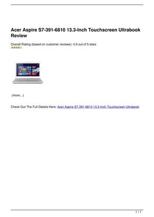 Acer Aspire S7-391-6810 13.3-Inch Touchscreen Ultrabook