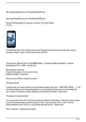 Motorola Atrix 2 4G MB865 Black – Unlocked GSM Quad Band – Android Gingerbread 2.3.5 – 8MP – 3D HD Review