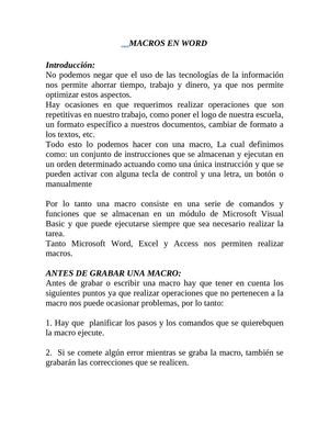 Creación de Macros en Word