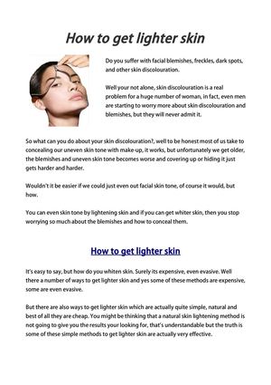 How to Get Lighter Skin
