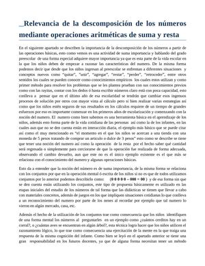 La descomopiscion del numero como metodo para la suma y resta