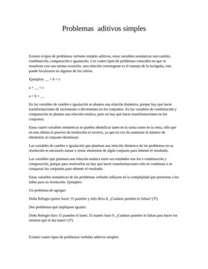 Conocimiento de los problemas aditivos