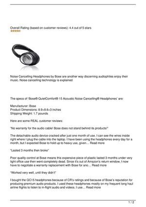 Bose® QuietComfort® 15 Acoustic Noise Cancelling® Headphones Review