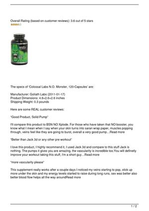 Colossal Labs N.O. Monster, 120-Capsules