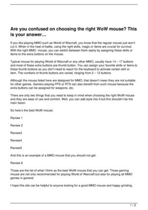 The Best WoW Mouse For Playing World Of Warcraft And Other MMO