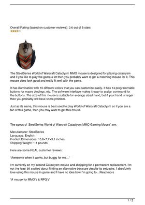 SteelSeries World of Warcraft Cataclysm Mouse Review